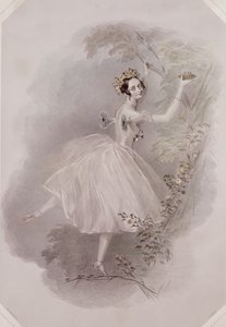 Marie Taglioni (1804-84) szilfként a „La Sylphide”-ban, E. Marton metszetében, 1832 körül